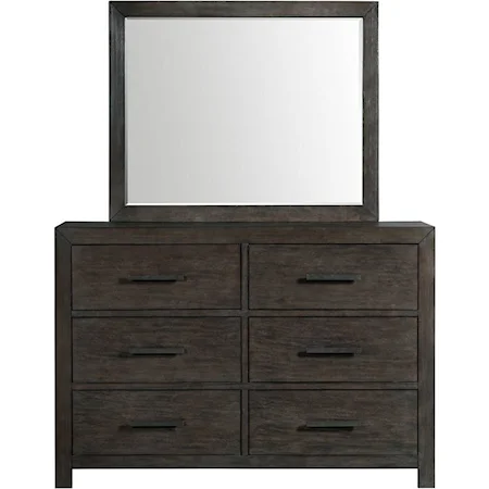 Casual 6-Drawer Dresser and Mirror